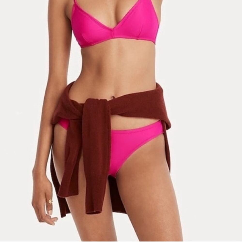 J.Crew Radiant Fuchsia Mid Rise Cheeky Bikini Bottom Medium NWT High Cut